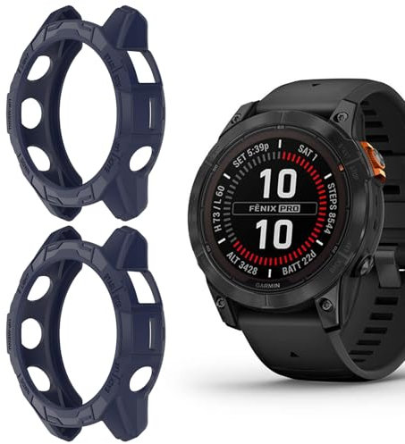 Ghttymtt 2 Stück TPU-Hüllen kompatibel mit Garmin Epix Pro Gen 2 47 mm/Fenix 7 Pro/Fenix 7 Hülle, Schutzhüllen Abdeckung Uhrenrahmenschutz Schale (Mitternacht, 47 mm)