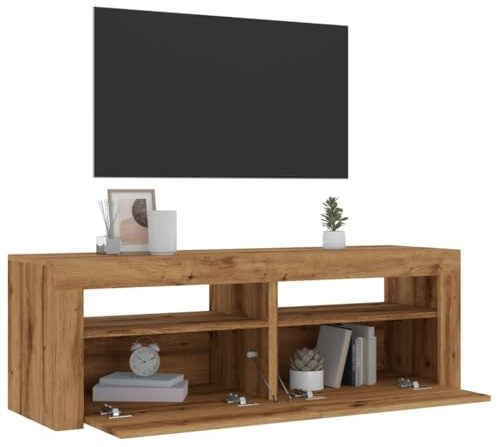 Xichuzi TV-Schrank mit LED Artisan-Eiche 120x35x40 cm Holzwerkstoff, TV Lowboard, Fernsehschrank, Fernsehtisch, Fernseher Schrank, TV Sideboard, TV Board, TV Cabinet, TV Bank, TV Kommode - 856314