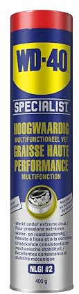 WD-40 Specialist Hochleistungs-Mehrzweckfett 400g Kartusche – Kalziumsulfonat-Fett für Lager, Zahnräder, Wellen & Gelenke, extrem druck- & wasserbeständig, einsetzbar von -30 °C bis +140 °C, braun