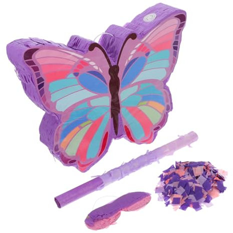 SHOWERORO Schmetterlings-piñata Für Mädchengeburtstag Mit Stock Süße Jagd-dekoration Party-accessoire Aus Papier