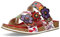 Laura Vita Damen Pantolette floral Gemustert Blumen mit Perlen Nieten Brcyano 16, Größe:39 EU, Farbe:Rot