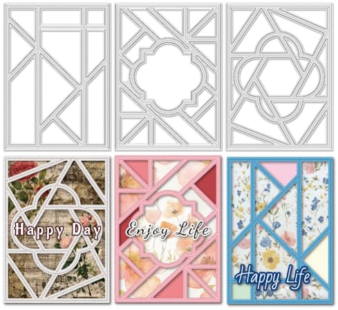 UNICRAFTALE 3Pcs Splicing Rectangular Background Board Cutting Dies for Card Making Frame Scrapbook Metal Reusable Die Cuts Carbon Steel Embossing Stencils Template for DIY Paper Album Decor