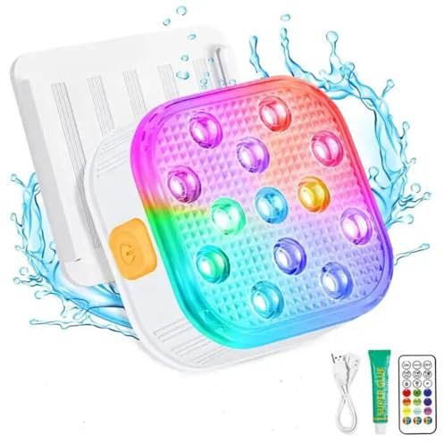 Luces de Piscina sumergibles recargables, Luz LED Inteligente submarina a prueba de Agua, controlado de 16 Colores, por bañera de hidromasaje, ducha, jarrón, Fuente, acuario,