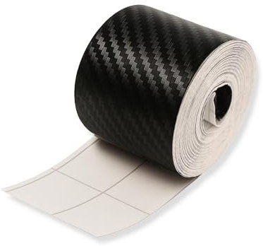 Vinilo de Fibra de Carbono Autoadhesivo 3CM x 5M,Protector de Umbral de Puerta de Coche Universal, Tira Adhesiva de Fibra de Carbono Negra, Ideal para Parachoques, Espejos y Carrocería, 3CM x 5M
