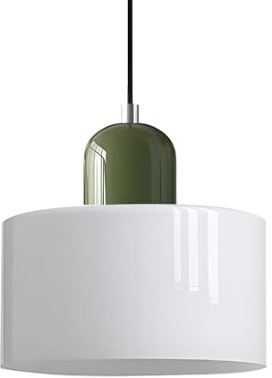 XIRYTU-H 20cm Moderne Skandinavische Pendelleuchte aus Glas, E27 Hängelampe, Höhenverstellbar (200 cm), Metall & Glas, Für Küche, Esszimmer, Café, Bar – Mehrere Farben (Weiß)