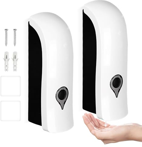 Distributeur Savon Mural sans Percage, 2 Pièces Distributeur de Savon Mural, 300ml Distributeur Savon Douche Rechargeable pour Salle de Bain Cuisine Shampooing Gel Douche Lotion Soap Dispenser, Blanc