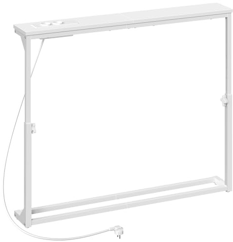 HOOBRO Schmaler Konsolentisch (15 cm breit), höhenverstellbar (63,5-83,5 cm), Sofatisch mit Ladestation, Beistelltisch, Flurtisch für den Eingangsbereich, Flur, Weiß EWW95CXG01