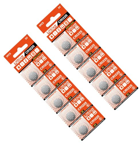 Lot de 10 piles bouton CR1225 au lithium 3 V pour montre électronique et thermomètres anti-fuite