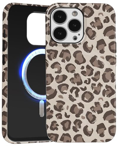 Saqmkil für iPhone 16 Pro Magnetisch Hülle für Magsafe, Aesthetic Leopard Mode Muster Motiv Design Braun Silikon Handyhülle Süßes Mädchen Frauen Stoßfest Schutzhülle für iPhone 16 Pro 6,3'' Case, 09
