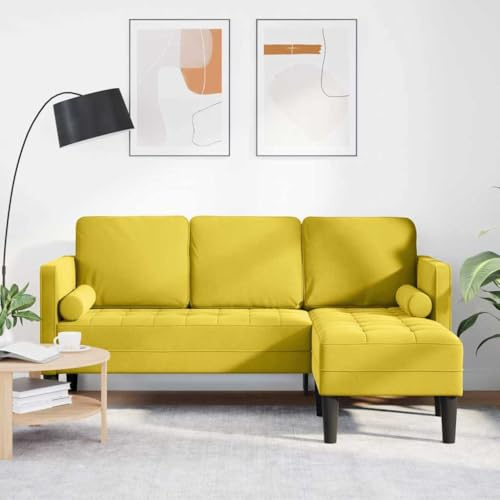 Massbinet Ecksofa L Form Sofa Sofa Set Gelb 173 x 131 x 67 cm Samt