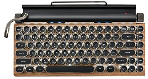 bieykie Retro Typewriter Keyboard Wireless Bluetooth Mechanical Keyboards 83 Keys Computer Keyboard for Laptop PC Gaming
