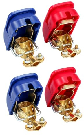JZK 2 Pairs Quick Release 12V Copper Battery Terminals Connector Clamps | Heavy Duty Battery Disconnect Terminals with Cover, for Car, Caravan Leisure Battery, Motorhome, Boat, RV, Solar generator