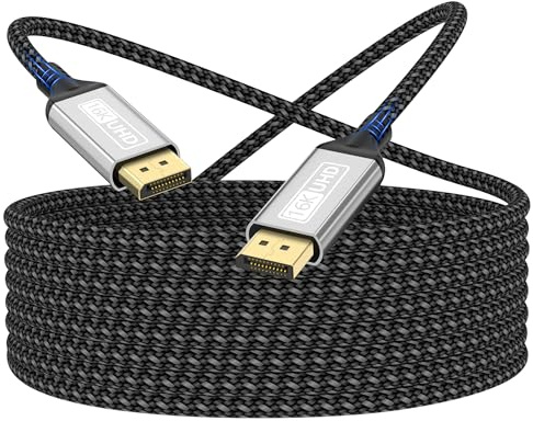 Cavo Displayport 16K 2.1,Cavo DP 5M 16K@60Hz 10K@60Hz 8K@120Hz 4K@240Hz 165Hz 144Hz,Cavo DP 80Gbps con HDR,FreeSync,G-Sync,DSC 1.2a,HDCP 2.2 compatibile con PC,HDTV,Monitor da gioco,Laptop,Grafica