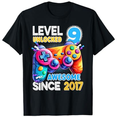 Level 9 Unlocked Video Game 9th Birthday T-Shirt