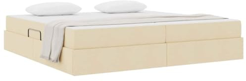 vidaXL Aufbewahrungsbett mit Matratze Creme 200 x 200 cm Polyester, Stylisches modernes Bett, robuster Stauraumrahmen, praktische Lösung für Dein Schlafzimmer