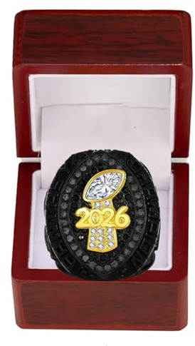 Housunzi Fantasy Football Champion Trophäe 2026 mit Premium Holzbox – FFL Liga Auszeichnung, Sieger Souvenir, Geschenk für Fans, Büro Deko, Ring, 11#