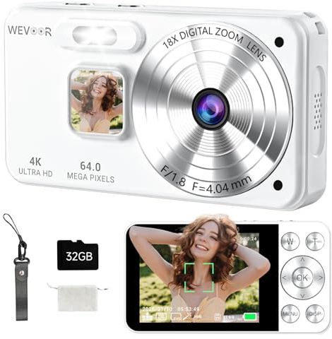 Appareil Photo Numérique 4K 64MP, Wevoor 32GB Digital Camera Compact