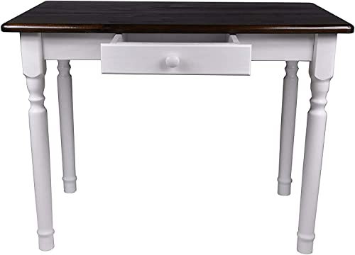 Magnetic Mobel Esstisch mit Schublade Küchentisch Tisch Massiv Kiefer Speisetisch massiv (80x80 cm, Nussbaum)