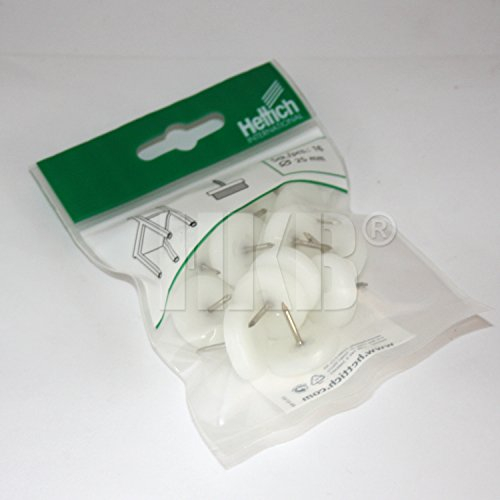 HKB ® 16 Stück Kunststoff-Gleiter/Bodengleiter/Möbelgleiter zum Nageln, rund ø = 25mm, 5,5mm stark, Stahlstift 15mm, Kunststoff Weiss, Qualiätsprodukt vom Hersteller Hettich, Artikel-Nr. 0062758