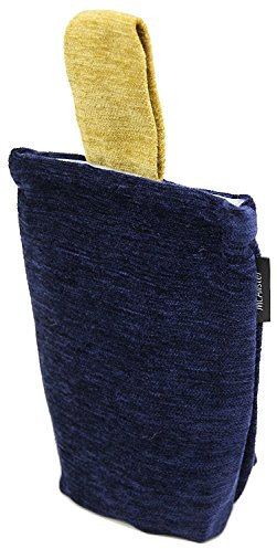 McAlister Textiles Navy Blue & Ochre Alston Chenille Unfilled Fabric Doorstop - Chenille Doorstopper for Doors & Windows 21cm x 17cm (8 x 7 Inches)