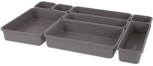 Excellent Houseware s 8 Stück Schubladenbox Kunststoff Schubladenbox für Büro Küche Bad Weiß