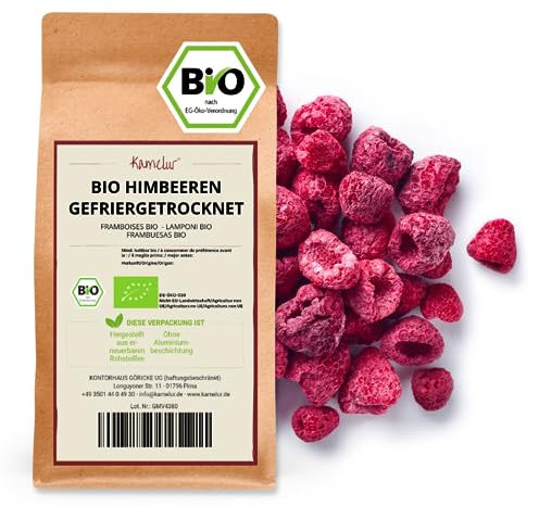 Kamelur Lamponi BIO Liofilizzati - Frutti Biologici Interi Secchi, Senza Additivi E In Confezione Biodegradabile 500 G (Confezione Da 1)