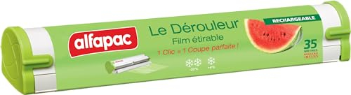 alfapac - Dérouleur de film étirable 35M - Très extensible, adhérent et résistant - Rechargeable