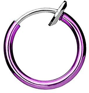 Taffstyle Piercing Fake Ring Tribal Klemmring Septum Tragus Helix Nase Lippe Ohr Hoop Clip Ear Cuff Nasenring Nasenpiercing Ohrpiercing Lila