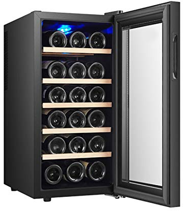 MINGDIAN Réfrigérateur Refroidisseur de vin à compresseur de 18 Bouteilles avec Serrure | Grande Cave à vin indépendante | Réfrigérateur à vin à contrôle de température numérique 41f-64f