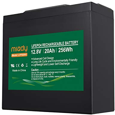 Miady 12V 20Ah Deep Cycles LiFePO4 Battery for Solar, UPS, Lawn Mower, Golf Cart, Electric Mobility Scooter, Boat and etc. Rechargeable & Maintenance-Free