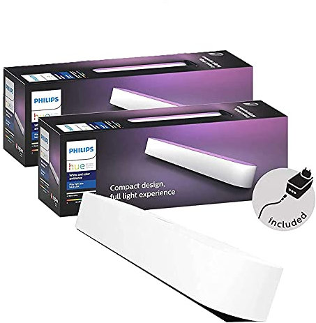 Philips COL HUE PLAY SINGLEPK EU/UK white (Double Pack) Éclairage d’ambiance pour TV et gaming (Compatible avec Alexa, Google Assistant et Apple HomeKit), Blanc
