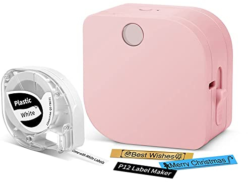 Phomemo P12 Mini Bluetooth Beschriftungsgerät, Etikettiergerät selbstklebend, Labelmaker Kompatibel with iOS & Android Phone, Thermo Etikettendrucker labeldrucker für Zuhause und das Büro-Rosa