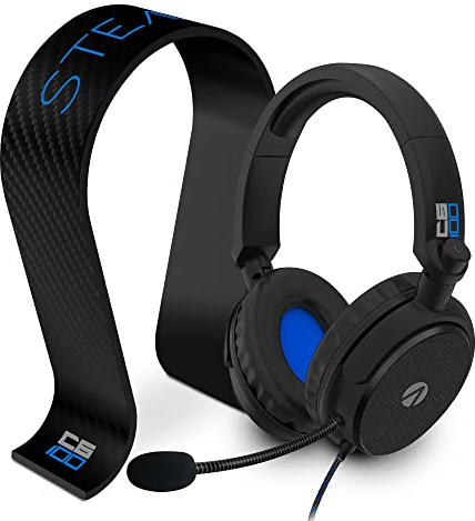 STEALTH C6-100 Blue Gaming Over-Ear Headset with Stand and Flexible Microphone for PC, Mobile & Tablet, Xbox One, PS4, Nintendo Switch, Comfortable and Durable, 3.5mm Audio Jack, 1.5m Cable