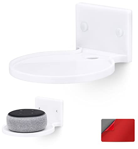 5” Round Floating Shelf Mount for Security Cameras Baby Monitors Speakers Plants Toys & More Universal Holder Stick-On Or Screw Mount, Easy to Install, by Brainwavz (White)