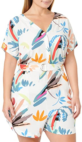 Urban Classics Damen Ladies Short Viscose Belt Jumpsuit whitesandfruity, S