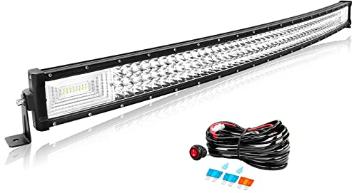 Willpower Barre LED Incurvé 107cm 42'' 540W con Câblage Rampe LED Spot et Flood Bar a LED 12V 24V Étanche Projecteur LED Longue Portée Feux Phare de Travail LED pour 4x4 Voiture Camion Tracteur Bateau
