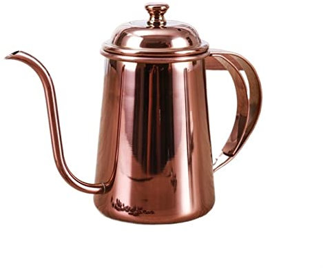 LWDZD Edelstahl-Kaffee-Topf 650ml Langmaul-Schwanenhals-Auslaufkessel-Tropf-Topf-Kaffeemaschine Pitcher Teekanne Cafetiere for Barista (Color : Rose Golden)