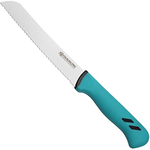 YOUSUNLONG Couteau à pain dentelé Cutter 8 (203mm) - Lame en acier au molybdène à haute teneur en carbone - Couteau à trancher sandwich - Poignée ergonomique et antidérapante