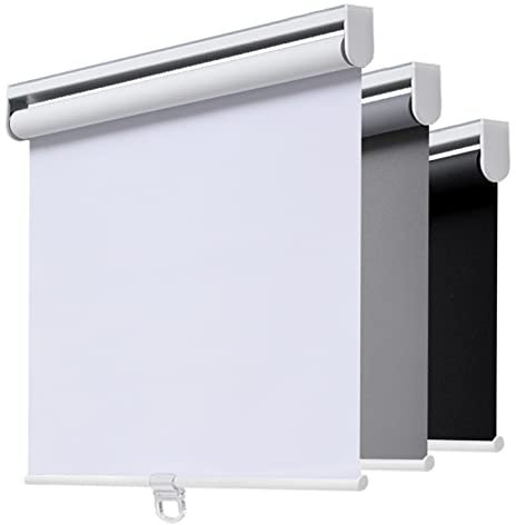 AOSKY Cordless Roller Shades Blackout Blinds for Windows Room Darkening Rolled Up Shades with Spring System, UV Protection Window Shades Door Blinds for Home and Office (23 W x 72 H, White)