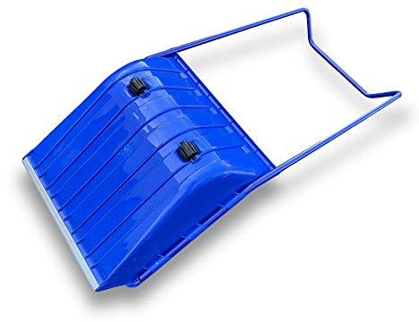 Lot de 3 pelles à neige traineau 64x70 cm en plastique avec manche ergonomique en acier | Bleu | Kibros PNTRAINx3