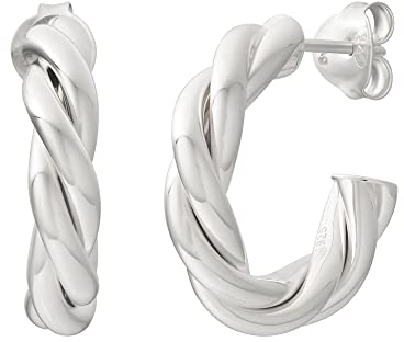 cai Damen Creole 925/- Sterling Silber 2,2cm Glänzend weiß 274210116R