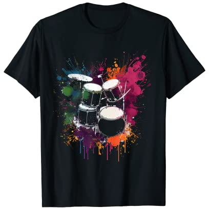 Schlagzeug Trommeln Bunt Musiker Geschenk für Schlagzeuger T-Shirt