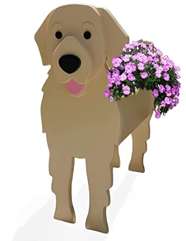 HLASMSPE Golden Retriever Planter Plant Pot, Flower Pot For Garden Decora, Small Pupy Gifts for Women, Dog Shape Plant Container Holder Dog Storage Box, 24 * 18cm