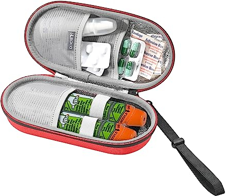 RLSOCO EpiPen Tasche für Kinder & Erwachsene:EpiPen Trainer x2, Auvi-Q, Anti-Histamin, Allergie Medizin Essentials, Inhalator Asthma Relief/Insulin Pen Travel Organizer(Nur Tasche) - Rot