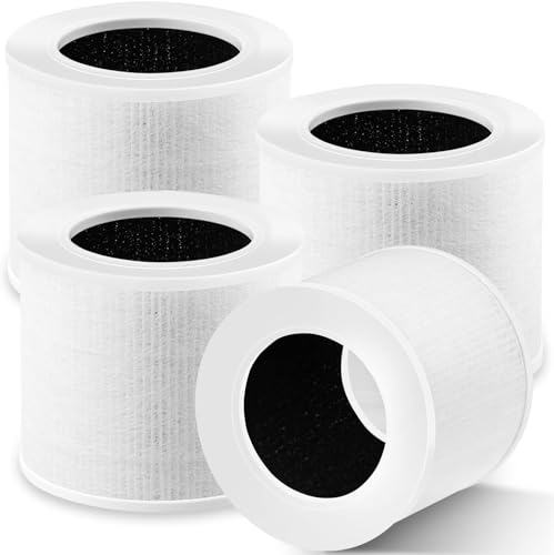 LMEDIT Core Mini Replacement Filter Compatible with Levoit Core Mini Air Purifier, 3-in-1 H13 Grade Core Mini-RF True HEPA Filter for Levoit Filter Replacement Core Mini, 4 Pack, White