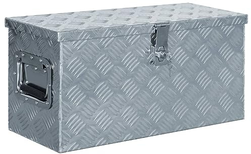 GOLINPEILO Aluminum Tool Box Storage Truck Toolbox with Lock and 2 Keys Flat Underbed Camper RV Mount Drawbar Box Portable Utility Tool Cabinet for Vehicle Camping Trip 24.2x10.4x11.8 Silver -AA