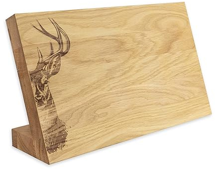 Knife Block with Stag Motif Magnetic Knife Holder Knife Board Wood Oak Elegant Wooden Block without Knife
