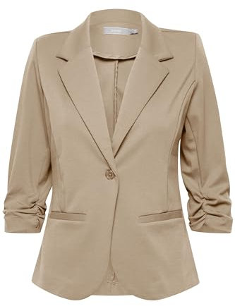fransa FRZablazer Damen Blazer Kurzblazer Jacke mit Stretch Geraffte Ärmel mit Taschen, Größe:M, Farbe:Silver Mink (171312)