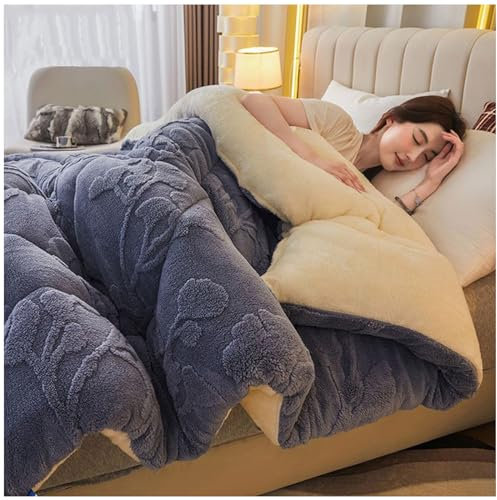 Verdickte Super Weiche Winterdecke, Winter Steppdecke Dicker Lamm-Kaschmir, Decke, Flauschige Kaschmir-Steppdecken,Warme Winterdecke 150x200cm 3kg