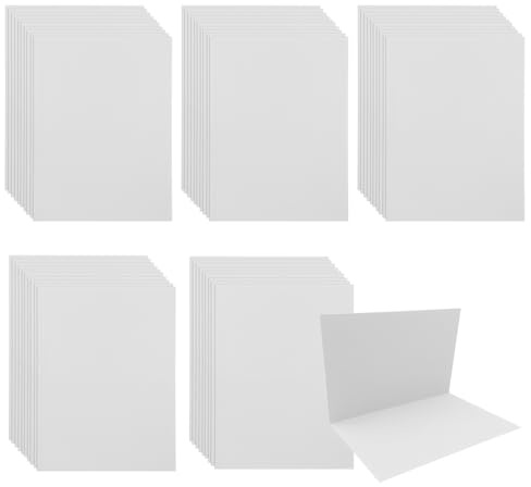 WYAN 50 Stück Blanko Papier Karten,Karten,Blanko Falt-Karten,Memory Wort Karten Mitteilungs Karte,für Grüße Hochzeit Einladung(Beige)